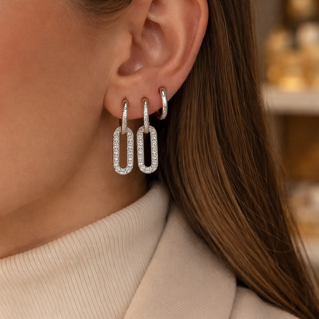 Lot de 3 boucles d'oreille anneaux