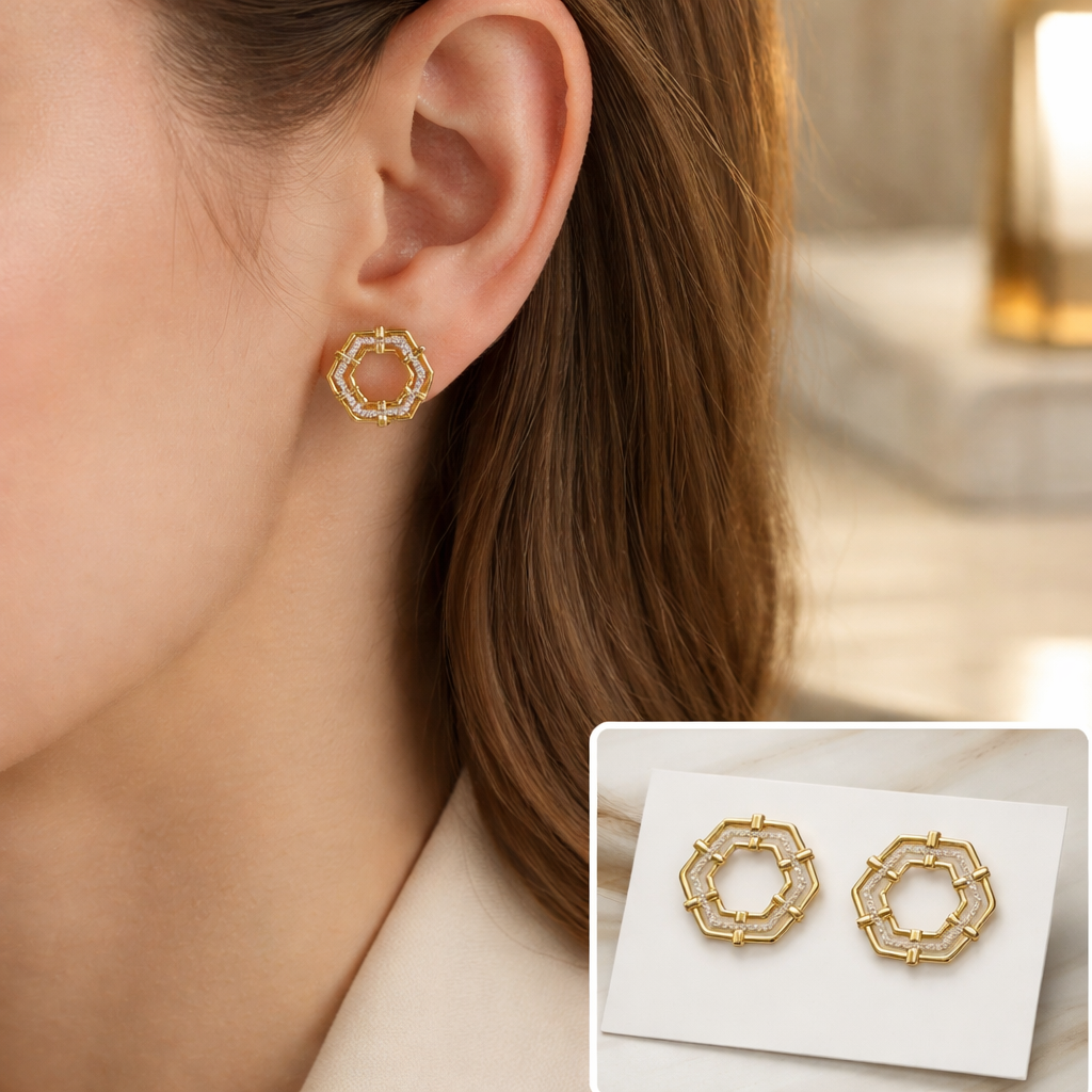 Boucles d'oreilles hexagone