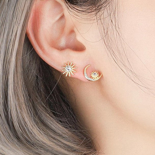 Boucles d'oreilles Lune et Soleil