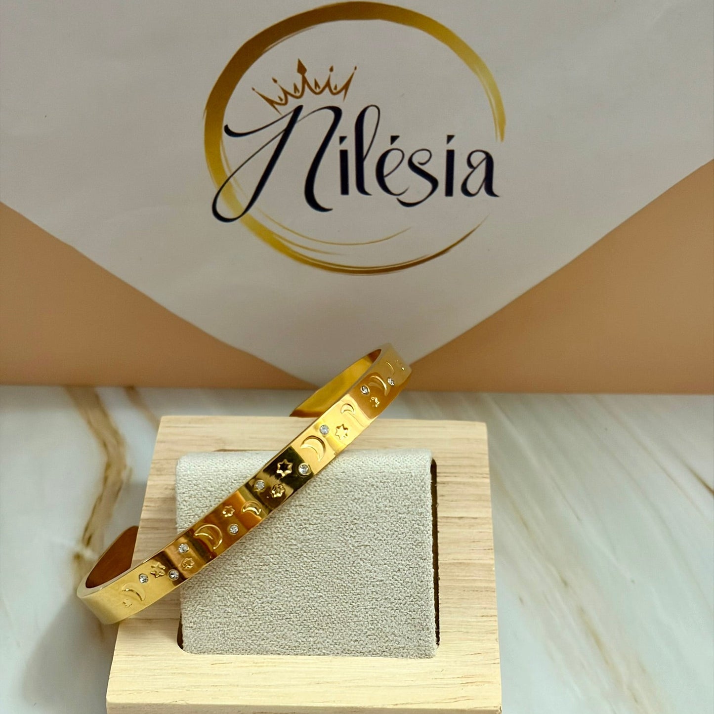 Jonc ouvert lune et étoiles