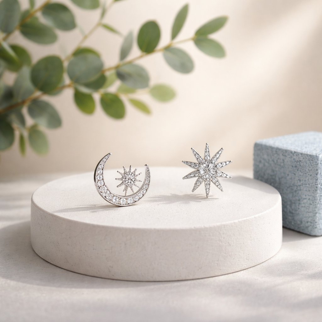 Boucles d'oreilles Lune et Soleil