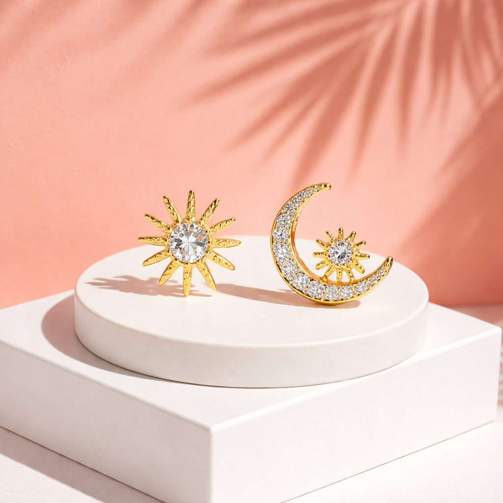 Boucles d'oreilles Lune et Soleil