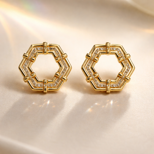 Boucles d'oreilles hexagone