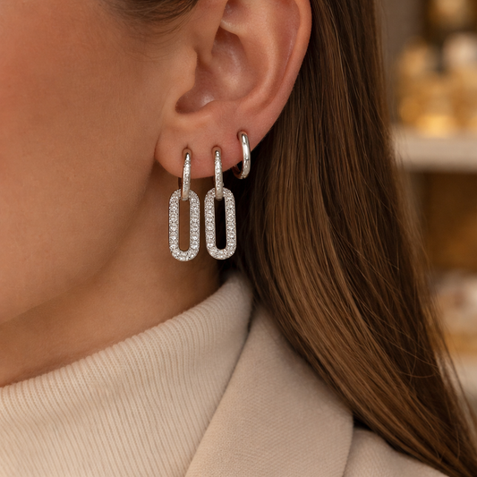 Lot de 3 boucles d'oreille anneaux