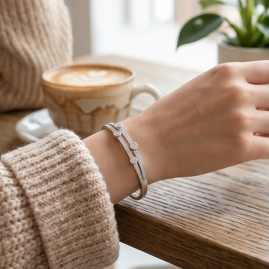 Jonc double rang strass
