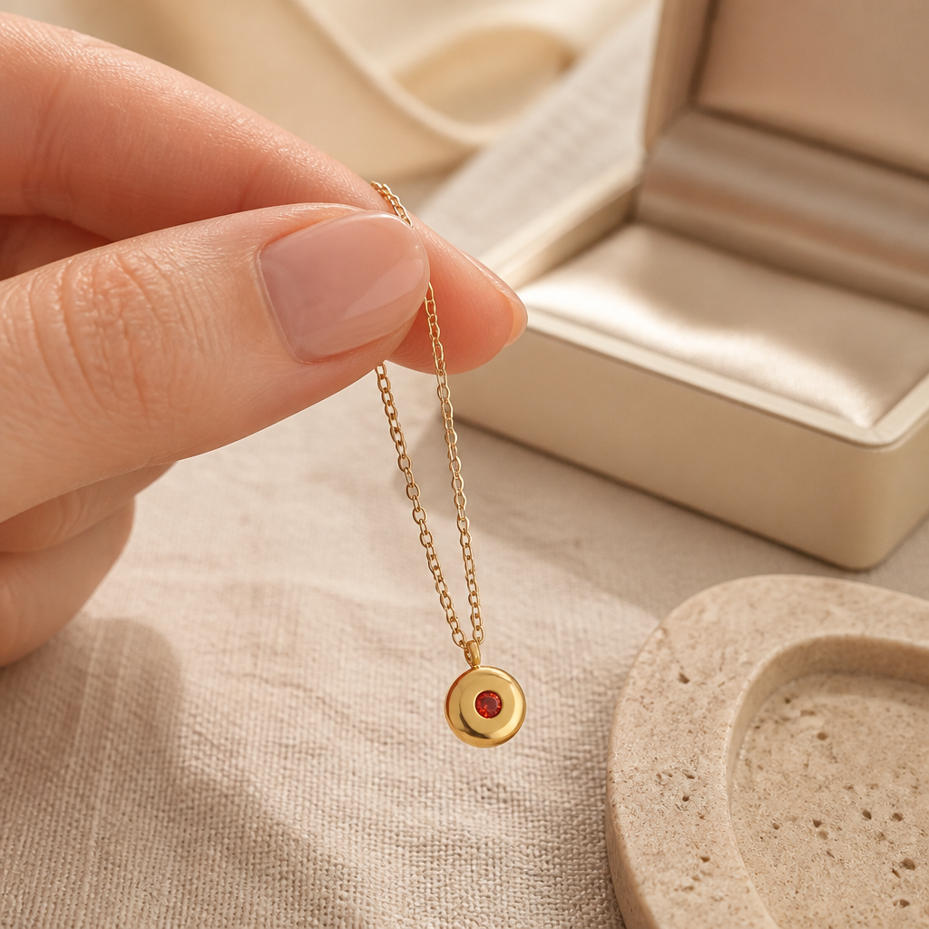 Collier médaille strass