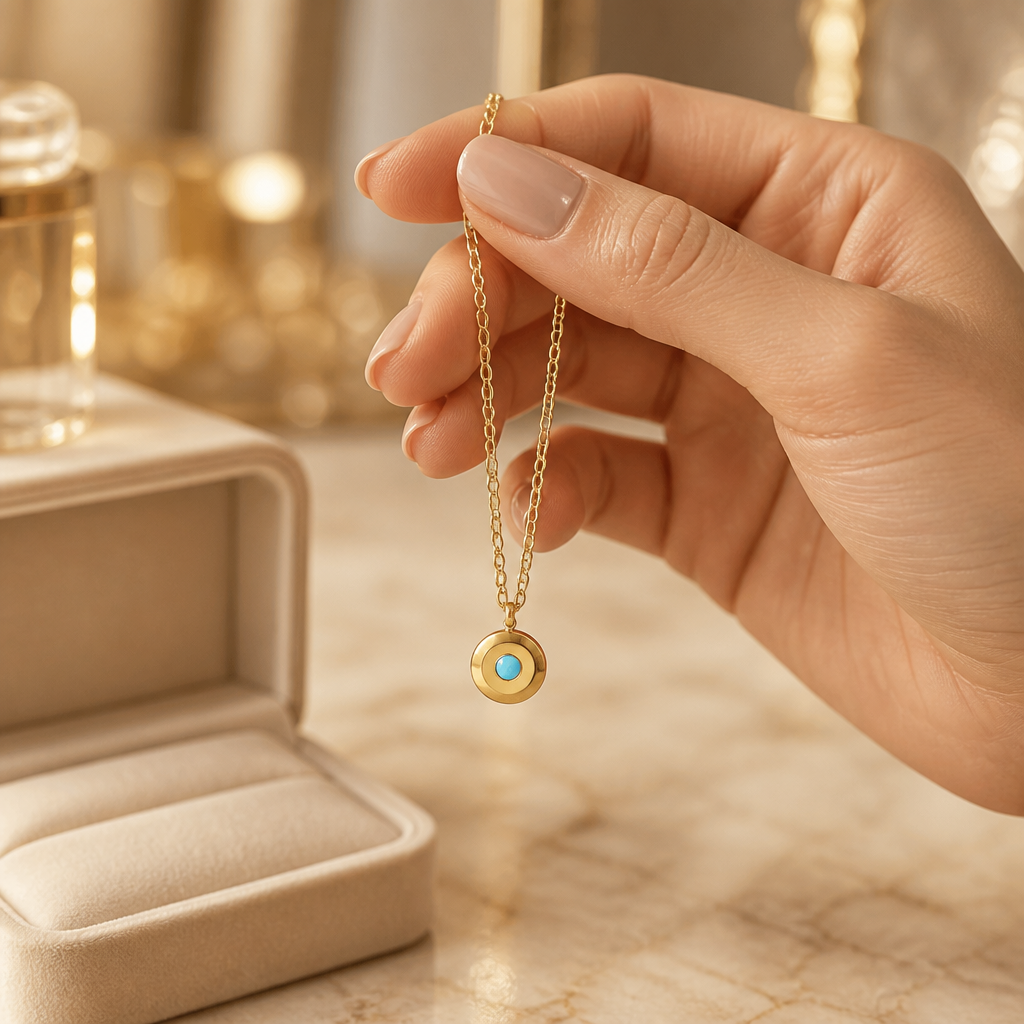 Collier médaille strass