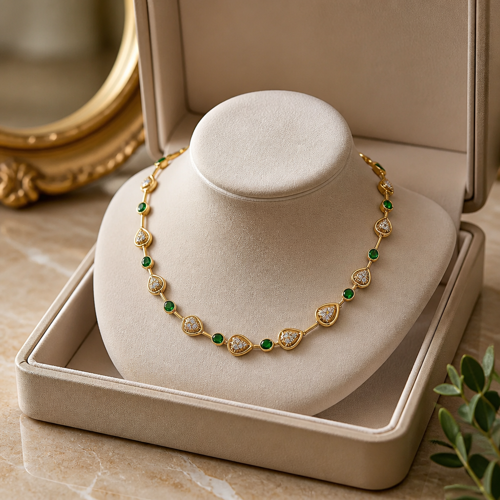 Collier Strass Vert