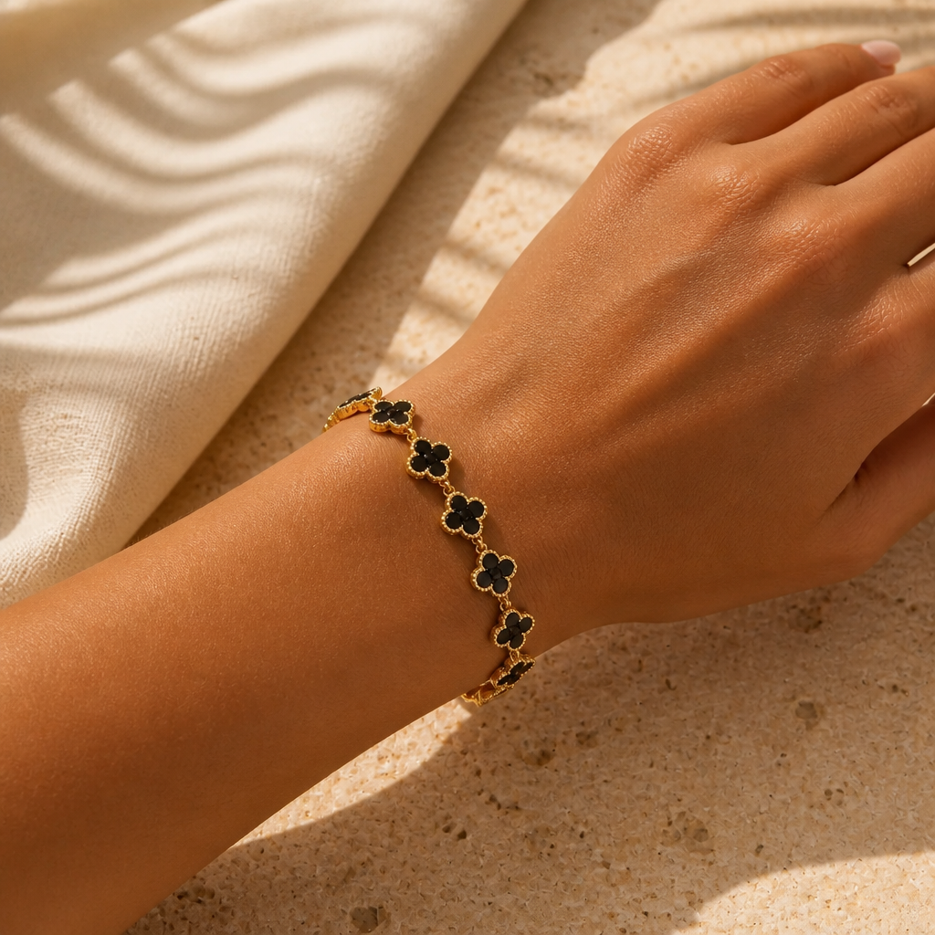 Bracelet Trèfles - Noir