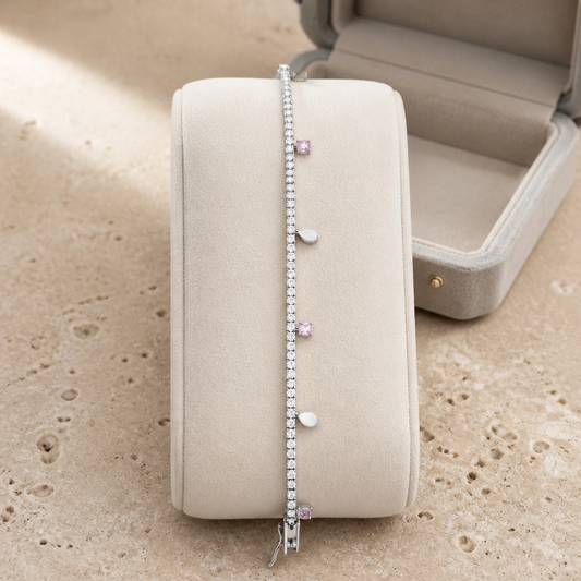 Bracelet tennis strass rose