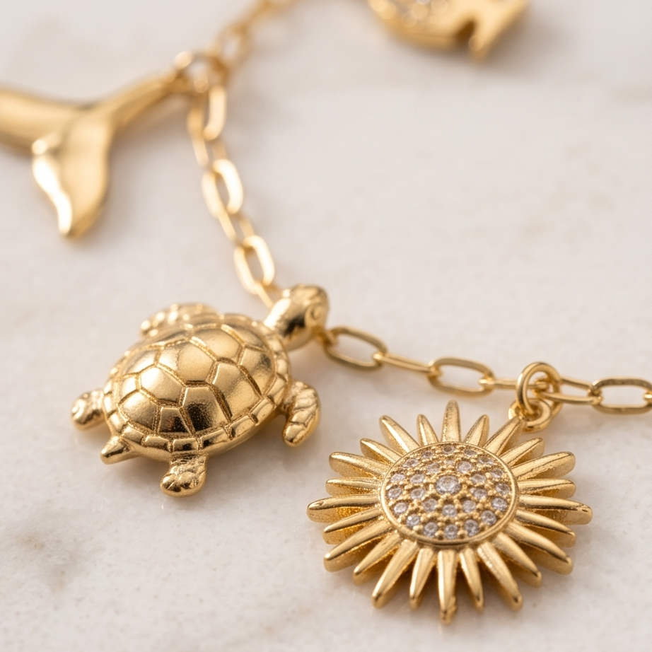Chaine de cheville charms de la mer