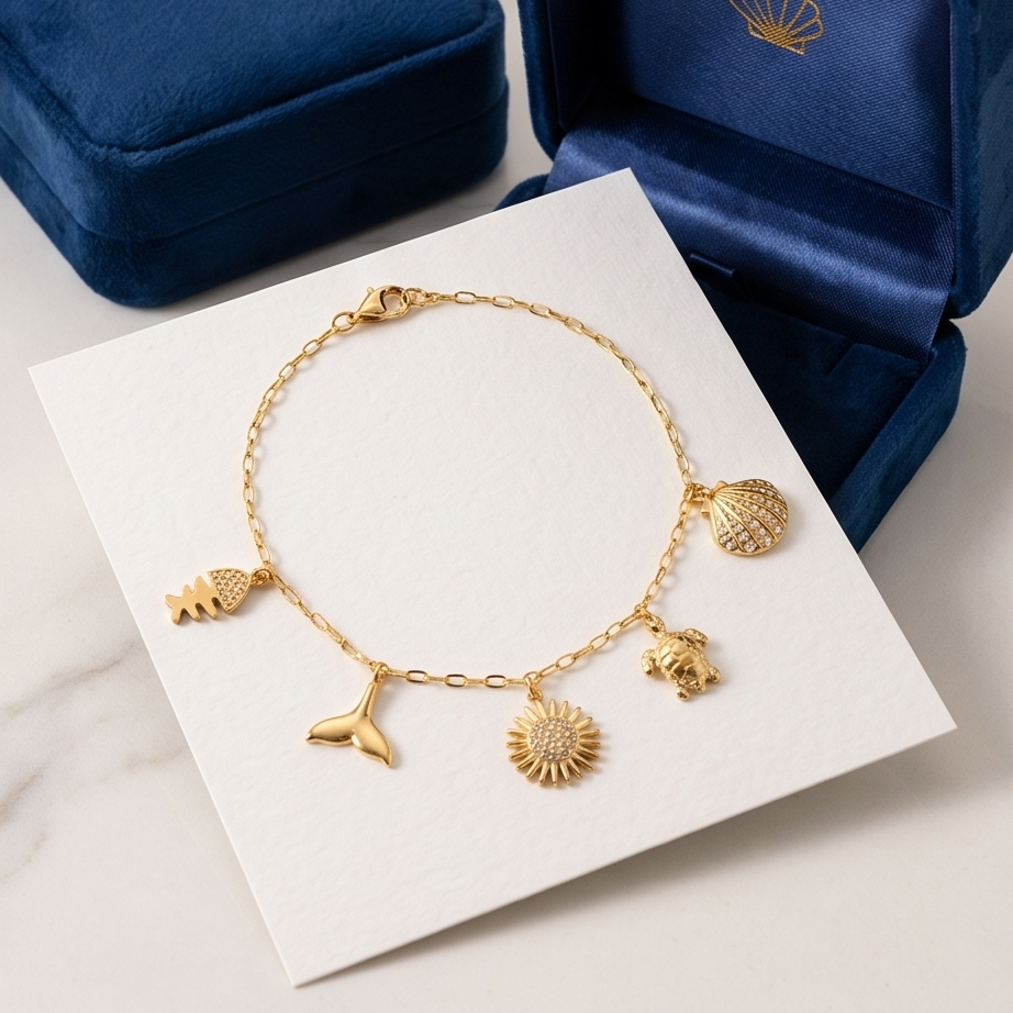Chaine de cheville charms de la mer