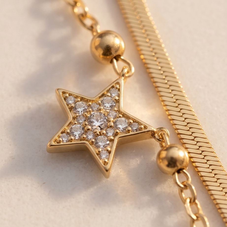 Chaine de cheville double chaine etoiles