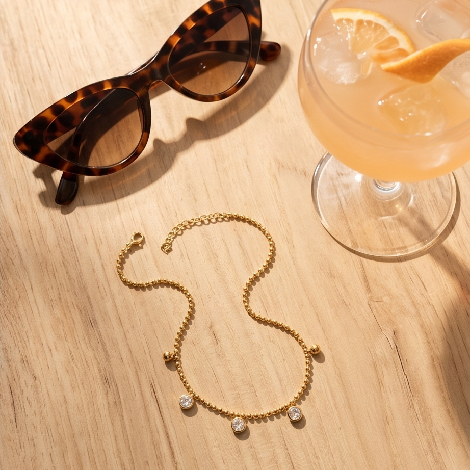 Chaine de cheville charm zirconium
