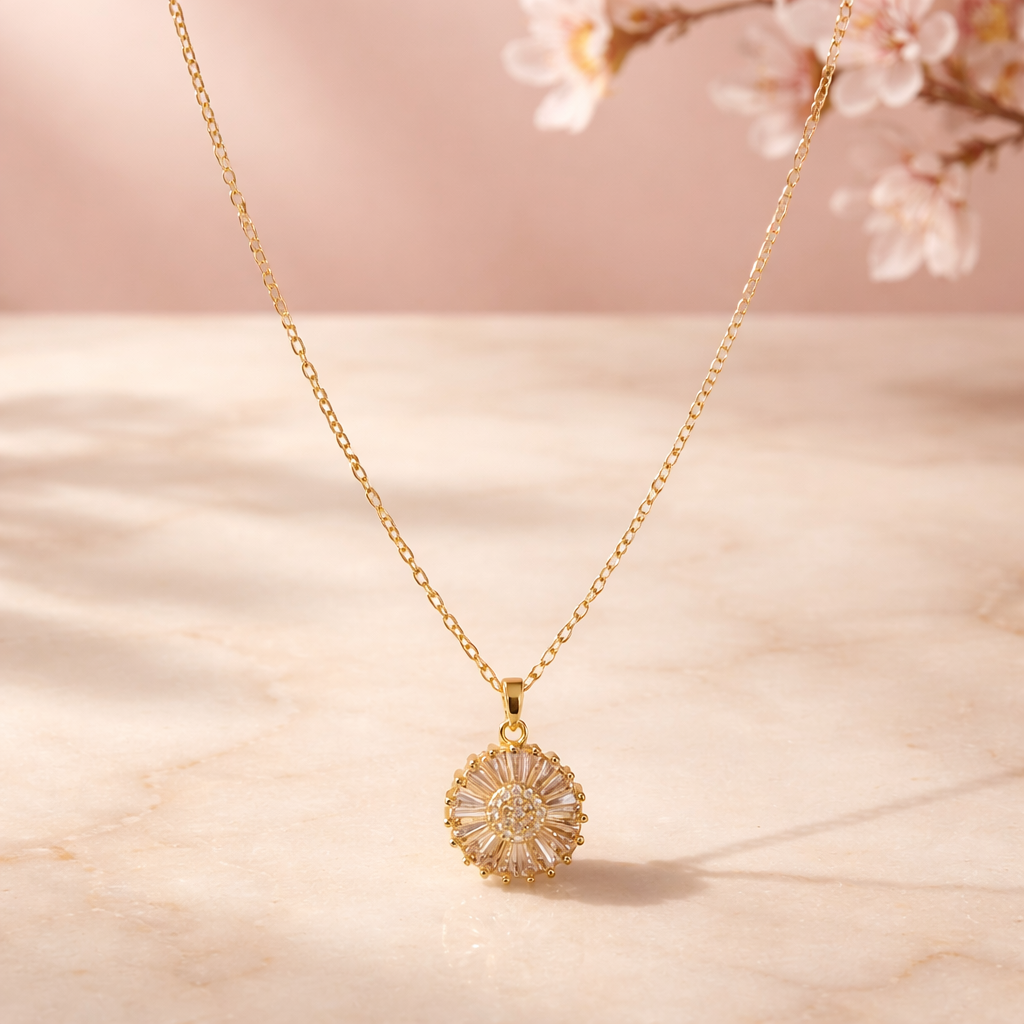 Collier Fleur zirconium