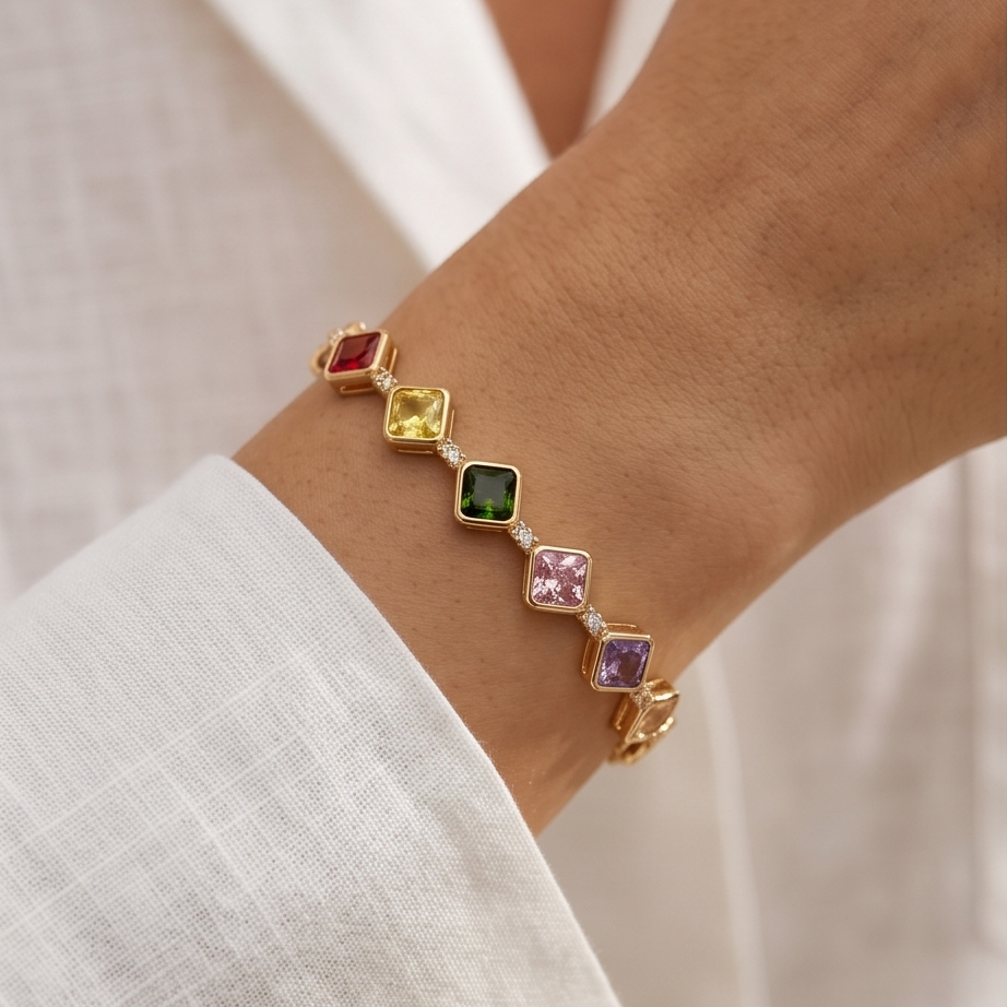 Bracelet à pierres colorées