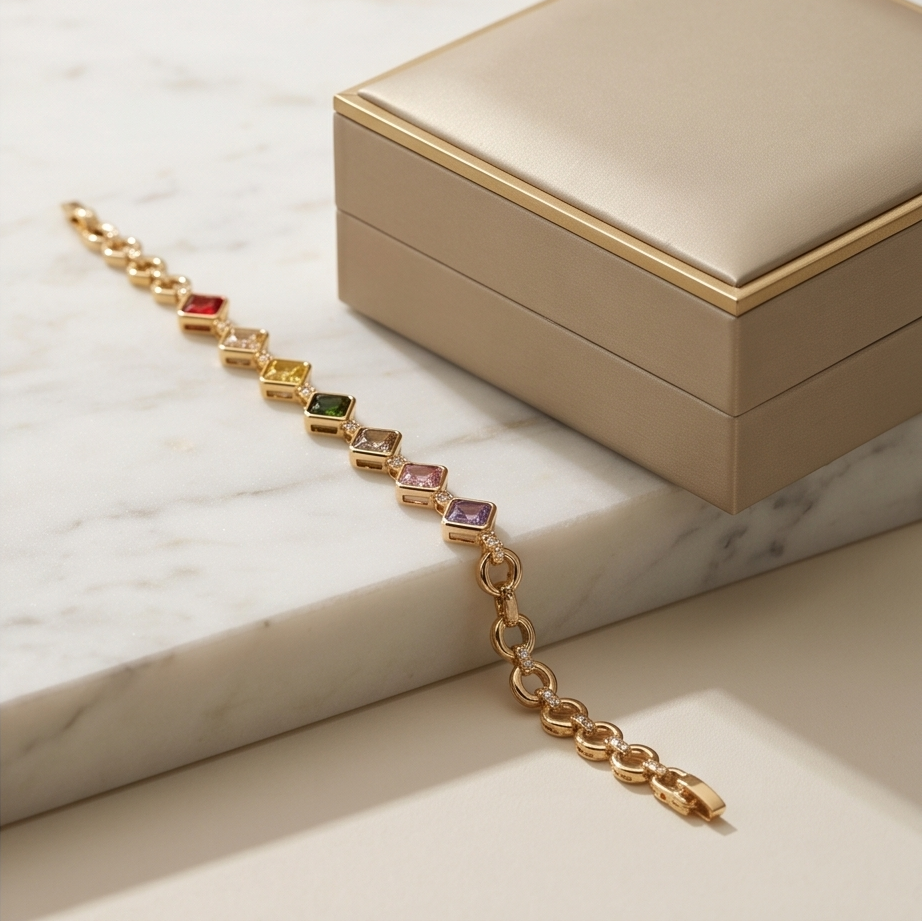 Bracelet à pierres colorées